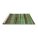 Sideview of Machine Washable Oriental Turquoise Industrial Area Rugs, wshurb743turq