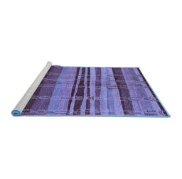 Sideview of Machine Washable Oriental Blue Industrial Rug, wshurb743blu