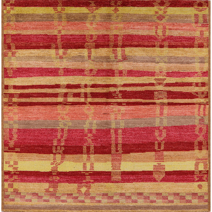 Square Mid-Century Modern Orange Oriental Rug, urb743
