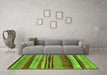 Machine Washable Oriental Green Industrial Area Rugs in a Living Room,, wshurb743grn
