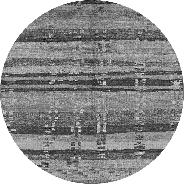 Round Machine Washable Oriental Gray Industrial Rug, wshurb743gry