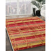 Mid-Century Modern Orange Oriental Rug in Family Room, urb743