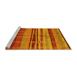 Sideview of Machine Washable Oriental Yellow Industrial Rug, wshurb743yw