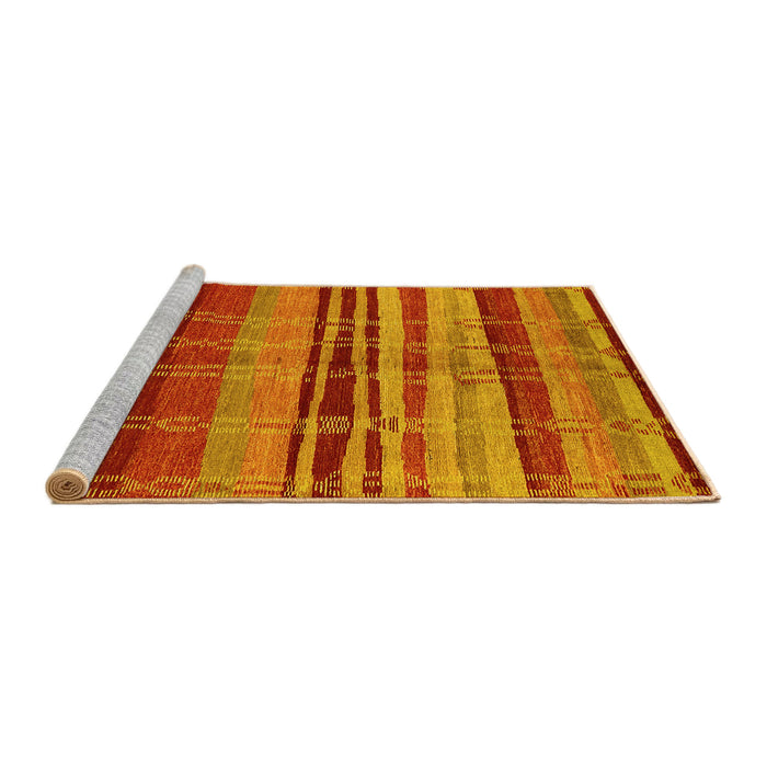 Sideview of Machine Washable Oriental Yellow Industrial Rug, wshurb743yw