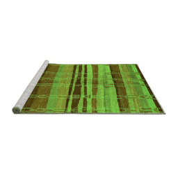 Sideview of Machine Washable Oriental Green Industrial Area Rugs, wshurb743grn