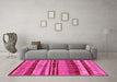 Machine Washable Oriental Pink Industrial Rug in a Living Room, wshurb743pnk