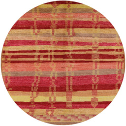 Round Machine Washable Industrial Modern Orange Rug, wshurb743