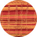 Round Machine Washable Oriental Orange Industrial Area Rugs, wshurb743org