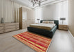 Mid-Century Modern Orange Oriental Rug in a Bedroom, urb743