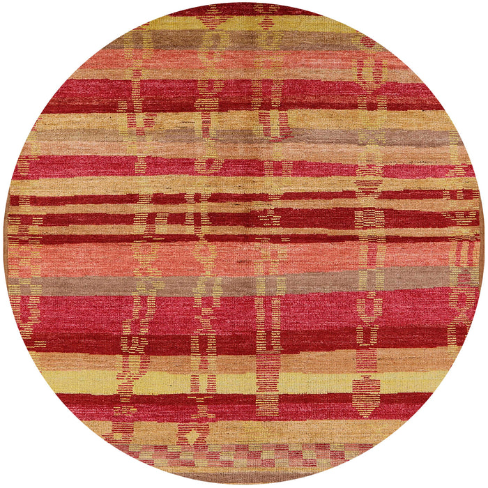 Round Mid-Century Modern Orange Oriental Rug, urb743
