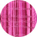 Round Machine Washable Oriental Pink Industrial Rug, wshurb743pnk