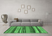 Machine Washable Oriental Emerald Green Industrial Area Rugs in a Living Room,, wshurb743emgrn