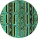 Round Oriental Turquoise Industrial Rug, urb744turq