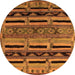 Round Oriental Orange Industrial Rug, urb744org