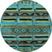 Round Oriental Light Blue Industrial Rug, urb744lblu