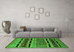 Machine Washable Oriental Green Industrial Area Rugs in a Living Room,, wshurb744grn
