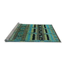 Sideview of Machine Washable Oriental Light Blue Industrial Rug, wshurb744lblu