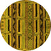 Round Oriental Yellow Industrial Rug, urb744yw