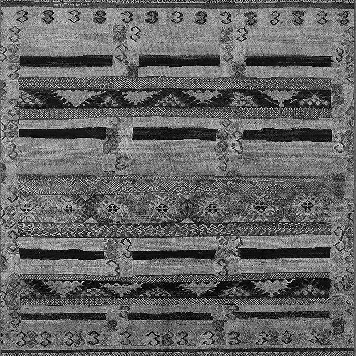 Square Machine Washable Oriental Gray Industrial Rug, wshurb744gry