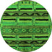 Round Machine Washable Oriental Green Industrial Area Rugs, wshurb744grn