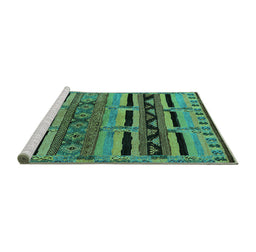 Sideview of Machine Washable Oriental Turquoise Industrial Area Rugs, wshurb744turq