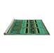 Sideview of Machine Washable Oriental Turquoise Industrial Area Rugs, wshurb744turq