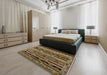 Mid-Century Modern Bakers Brown Oriental Rug in a Bedroom, urb744