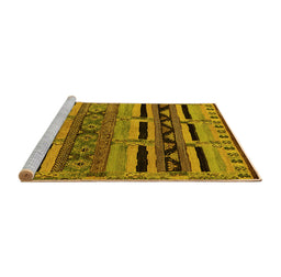 Sideview of Machine Washable Oriental Yellow Industrial Rug, wshurb744yw