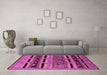 Machine Washable Oriental Pink Industrial Rug in a Living Room, wshurb744pnk