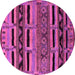 Round Machine Washable Oriental Pink Industrial Rug, wshurb744pnk