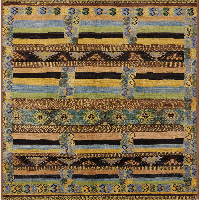 Square Mid-Century Modern Bakers Brown Oriental Rug, urb744