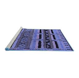 Sideview of Machine Washable Oriental Blue Industrial Rug, wshurb744blu