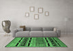 Machine Washable Oriental Emerald Green Industrial Area Rugs in a Living Room,, wshurb744emgrn