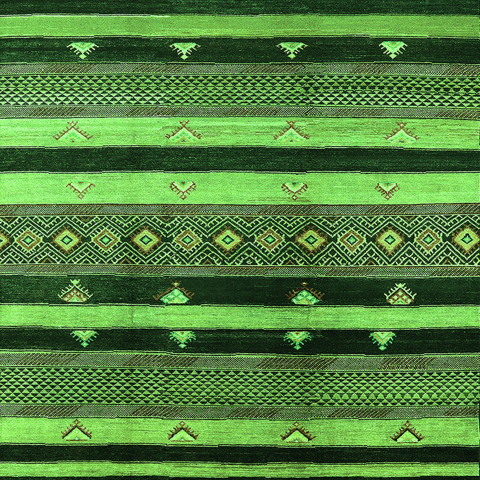 Square Machine Washable Oriental Green Industrial Area Rugs, wshurb745grn