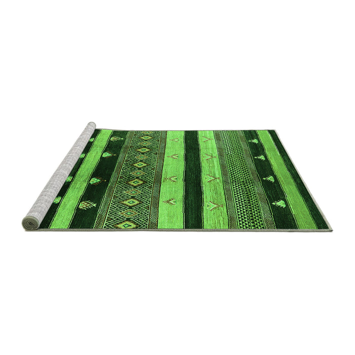 Sideview of Machine Washable Oriental Green Industrial Area Rugs, wshurb745grn