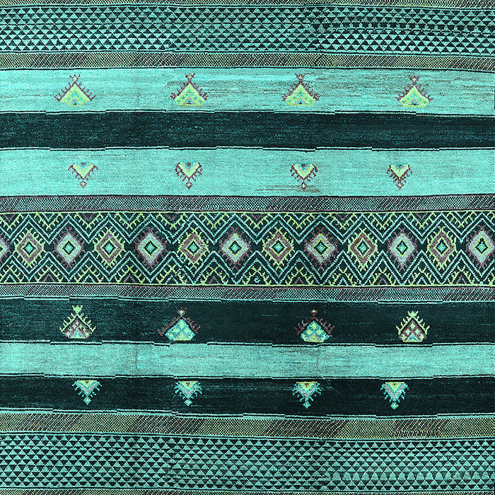 Machine Washable Oriental Turquoise Industrial Area Rugs, wshurb745turq