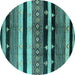 Round Oriental Turquoise Industrial Rug, urb745turq