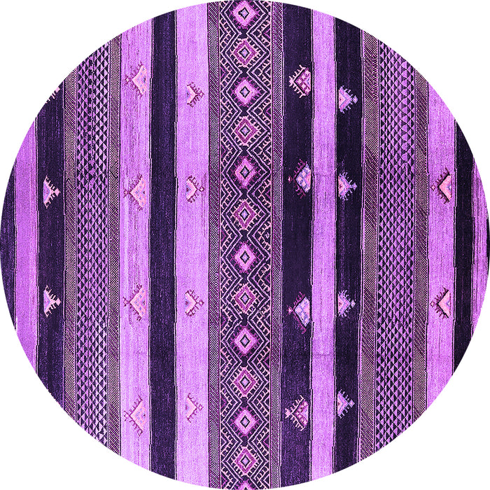 Round Machine Washable Oriental Purple Industrial Area Rugs, wshurb745pur