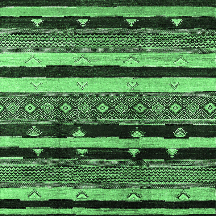 Square Machine Washable Oriental Emerald Green Industrial Area Rugs, wshurb745emgrn