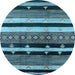 Round Oriental Light Blue Industrial Rug, urb745lblu