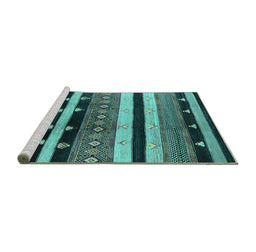 Sideview of Machine Washable Oriental Turquoise Industrial Area Rugs, wshurb745turq