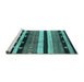 Sideview of Machine Washable Oriental Turquoise Industrial Area Rugs, wshurb745turq