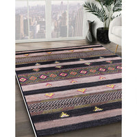 Mid-Century Modern Khaki Rose Pink Oriental Rug, urb745