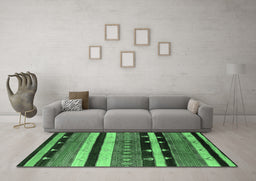 Machine Washable Oriental Emerald Green Industrial Area Rugs in a Living Room,, wshurb745emgrn