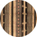 Round Oriental Brown Industrial Rug, urb745brn