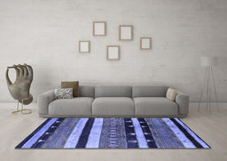 Machine Washable Oriental Blue Industrial Rug in a Living Room, wshurb745blu
