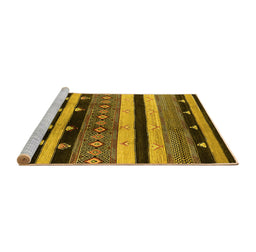 Sideview of Machine Washable Oriental Yellow Industrial Rug, wshurb745yw