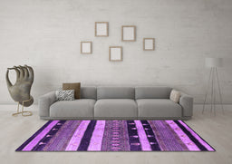 Machine Washable Oriental Purple Industrial Area Rugs in a Living Room, wshurb745pur