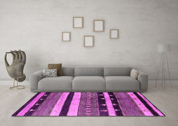 Machine Washable Oriental Pink Industrial Rug in a Living Room, wshurb745pnk
