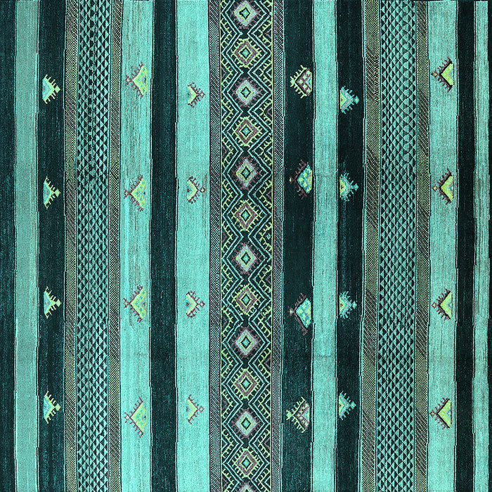 Square Oriental Turquoise Industrial Rug, urb745turq